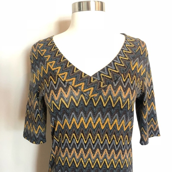 Derek Heart Dress Womens Form Fitting Aztec 3/4 Sleeve V Neck Mini Large - Picture 5 of 8